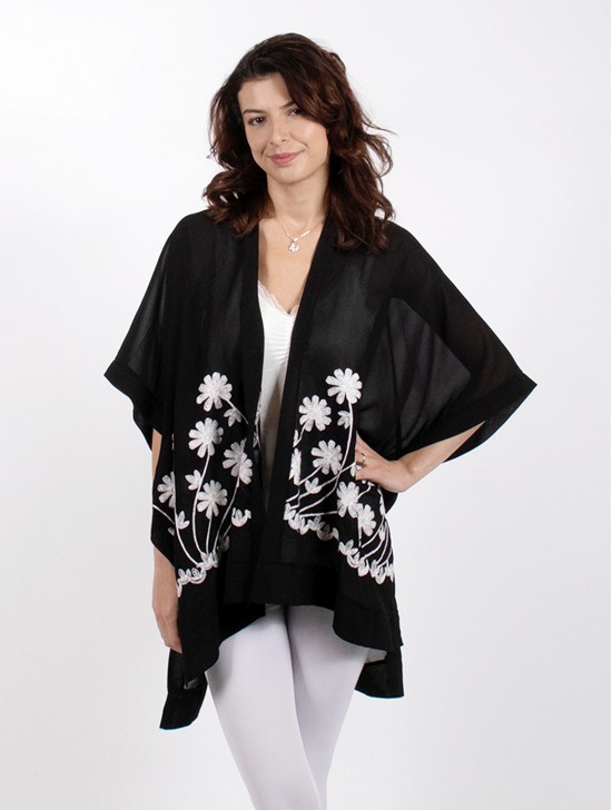 Fashion Chiffon  Shawl W/ Floral Design 